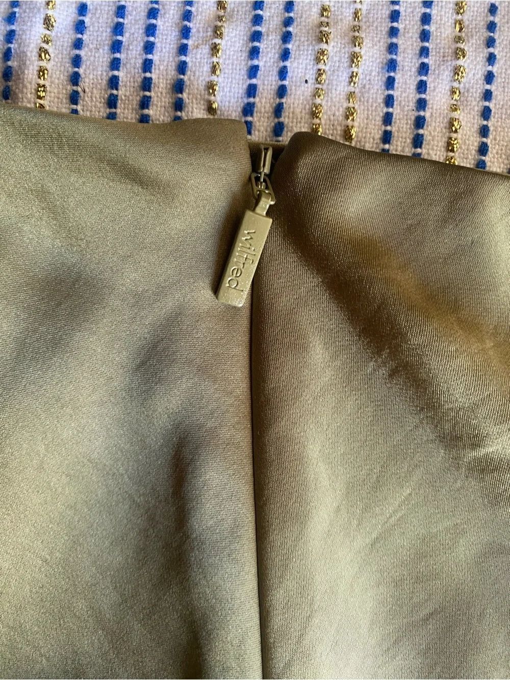 WILFRED SATIN MAXI DRESS OLIVE GREEN SLEEVELESS SZ 12 NWT - Picture 7 of 12